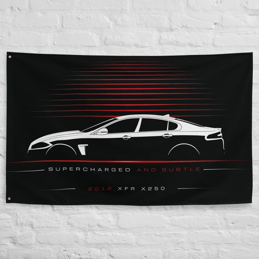 Jaguar XFR X250 2012 car silhouette flag - White Brick Wall