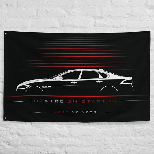 Jaguar XF X260 2016 car silhouette flag - White Brick Wall
