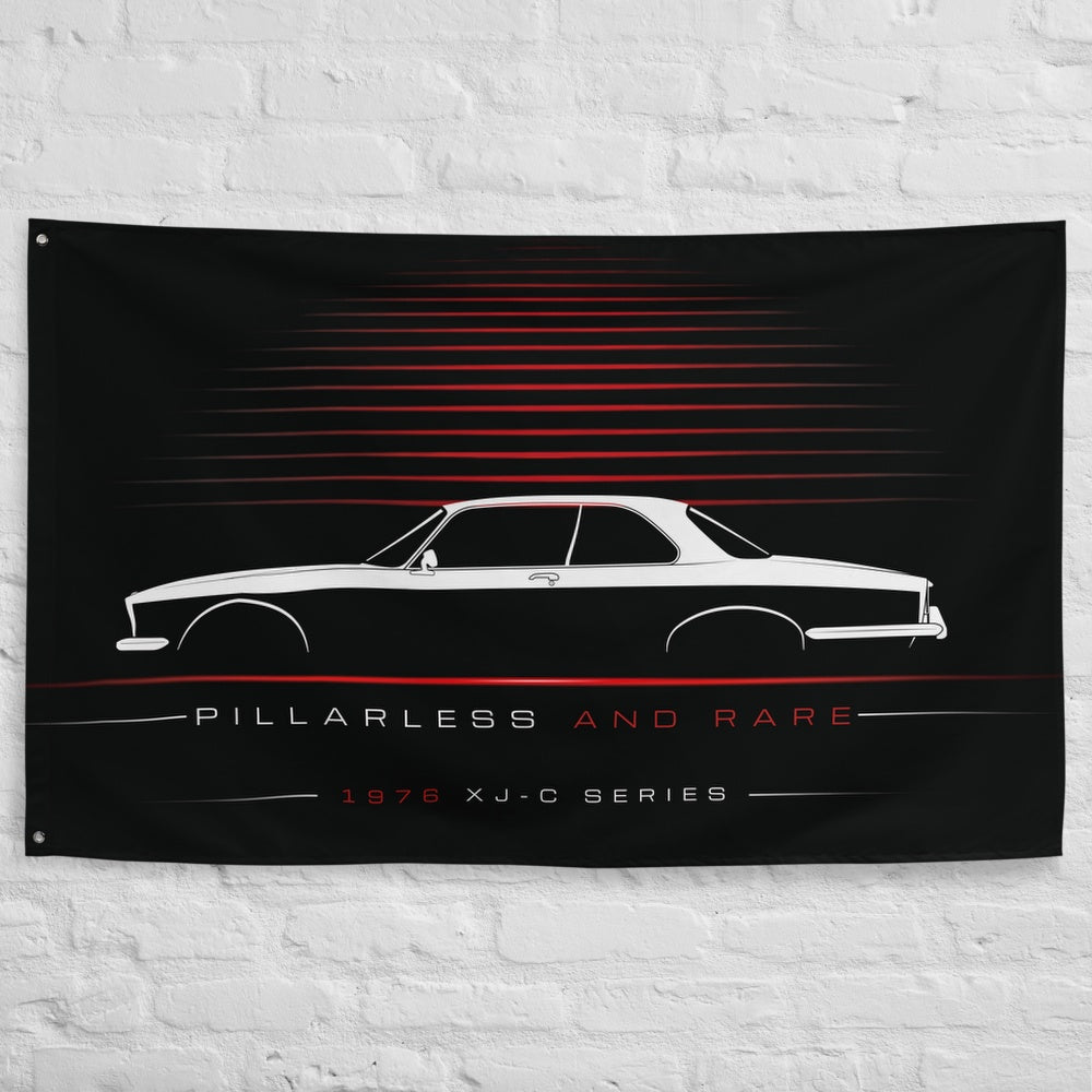 Jaguar XJ-C Series II 1976 car silhouette flag - White Brick Wall