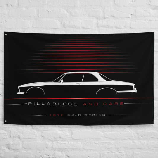 Jaguar XJ-C Series II 1976 car silhouette flag - White Brick Wall