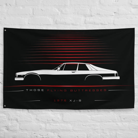 Jaguar XJ-S 1976 car silhouette flag - White Brick Wall