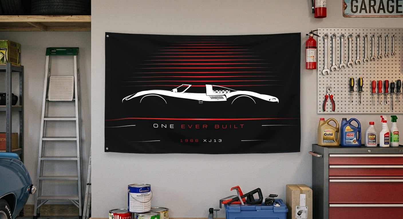 Jaguar XJ13 1966 car silhouette flag - Garage Wall