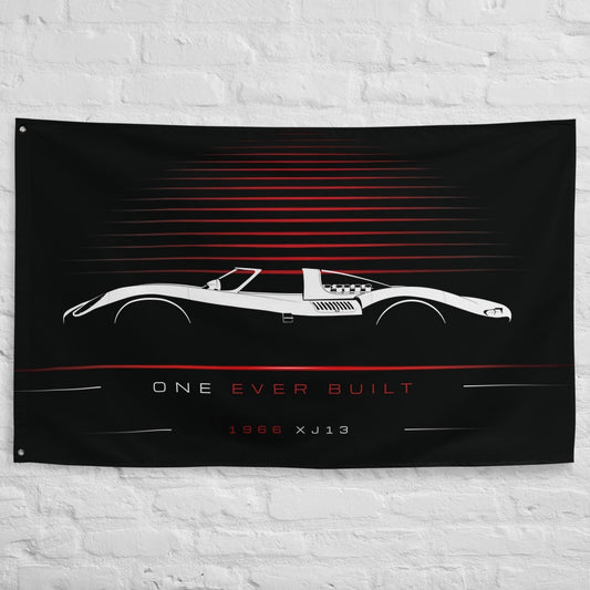 Jaguar XJ13 1966 car silhouette flag - White Brick Wall