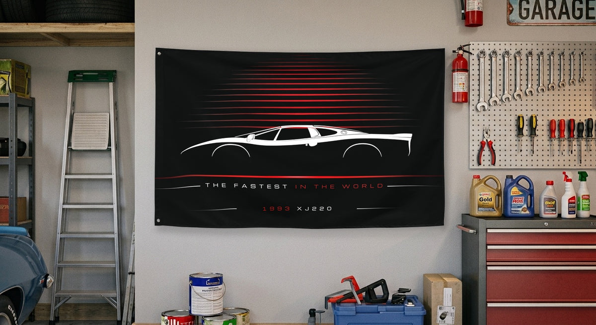 Jaguar XJ220 1993 car silhouette flag - Garage Wall