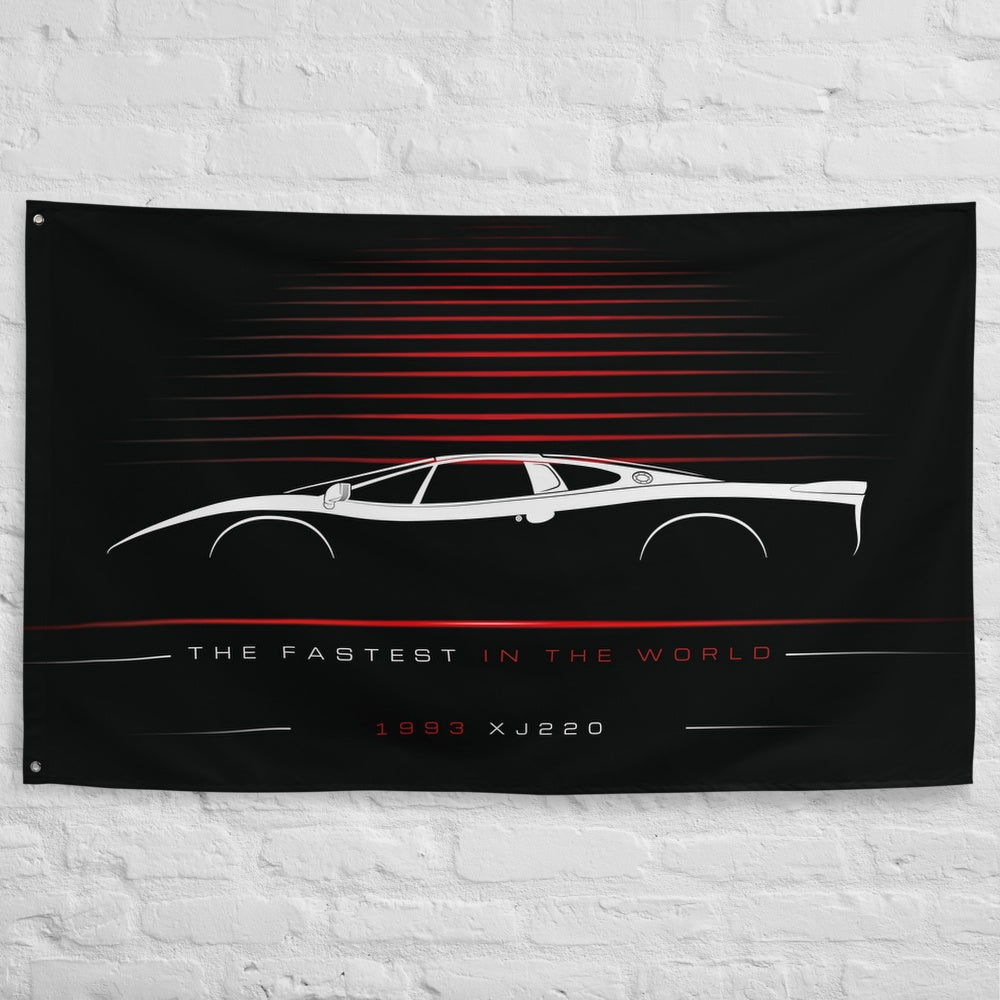 Jaguar XJ220 1993 car silhouette flag - White Brick Wall