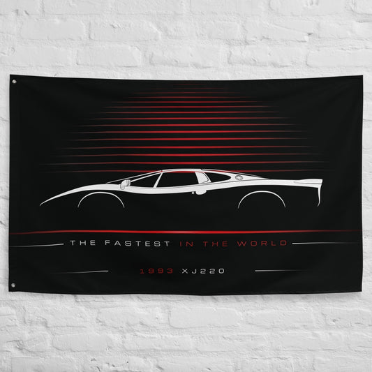 Jaguar XJ220 1993 car silhouette flag - White Brick Wall