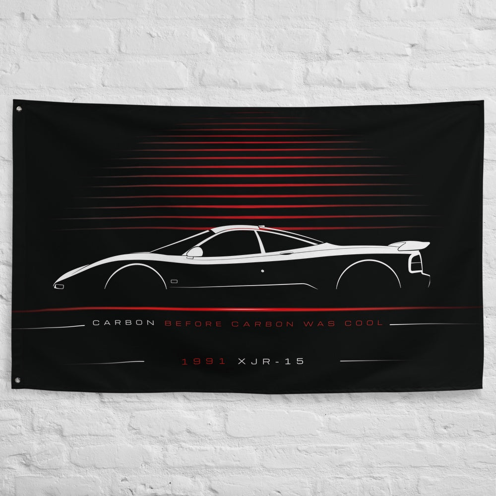 Jaguar XJR-15 1991 car silhouette flag - White Brick Wall