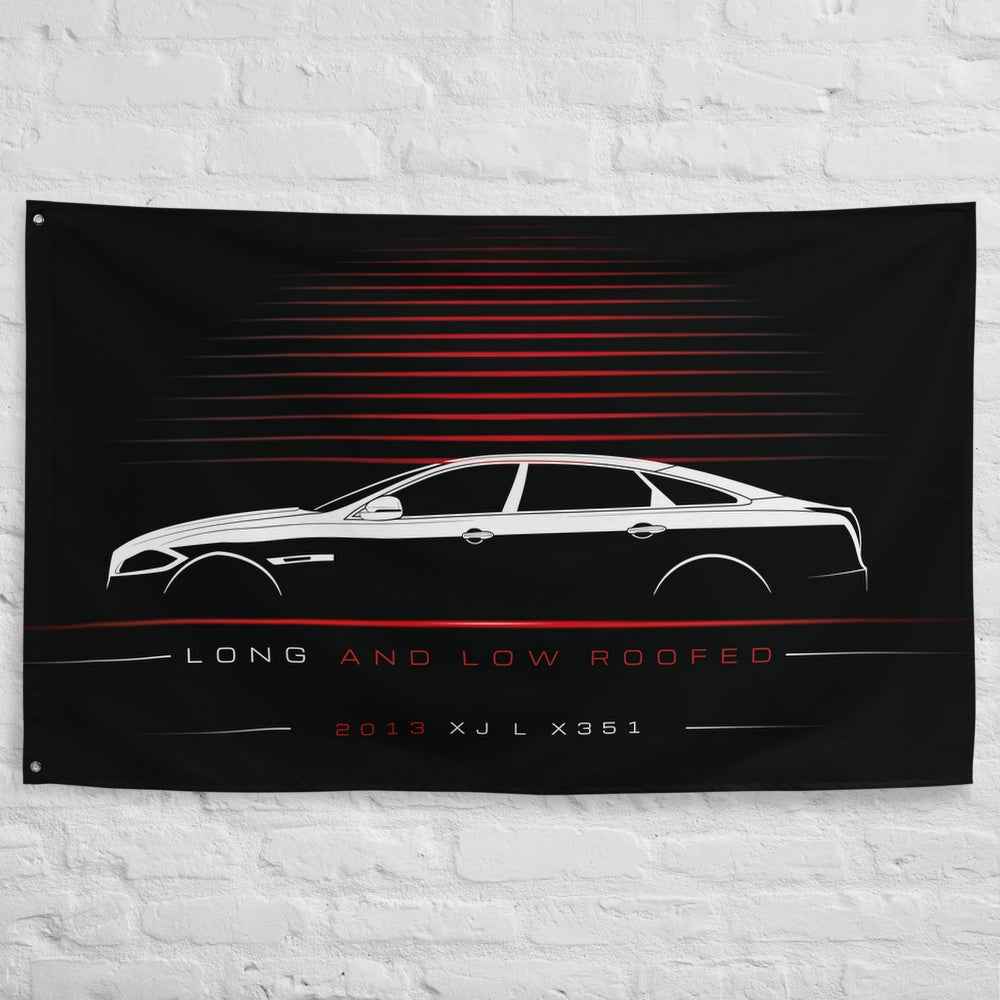Jaguar XJ L X351 2013 car silhouette flag - White Brick Wall