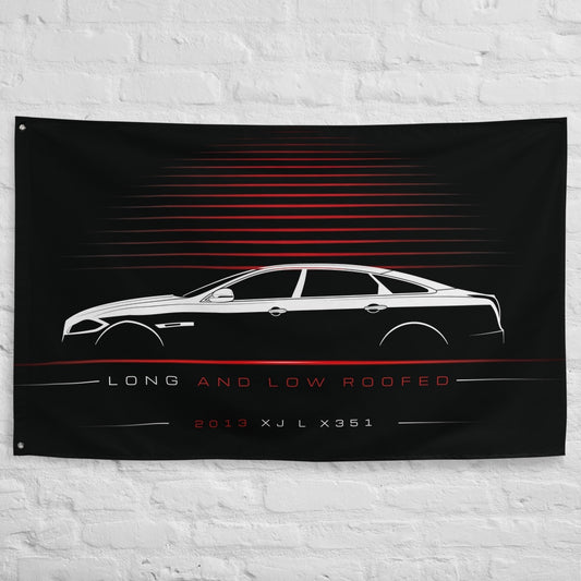 Jaguar XJ L X351 2013 car silhouette flag - White Brick Wall