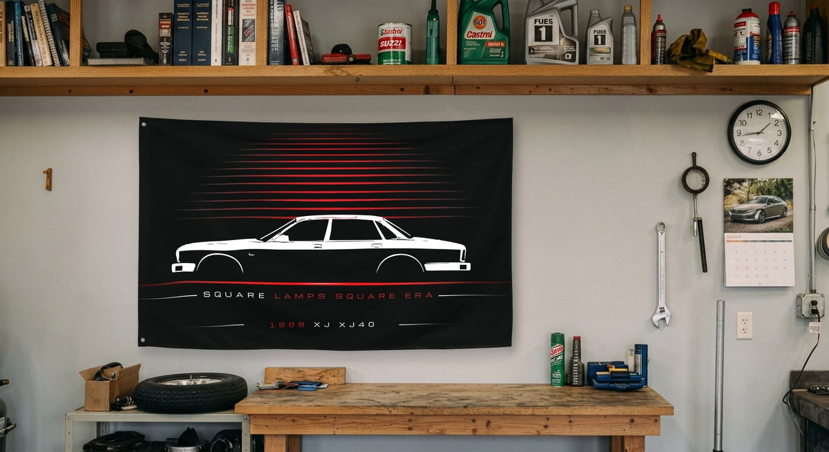 Jaguar XJ XJ40 1988 car silhouette flag - Garage Workbench