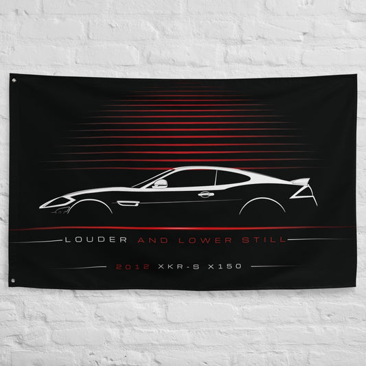 Jaguar XKR-S X150 2012 car silhouette flag - White Brick Wall
