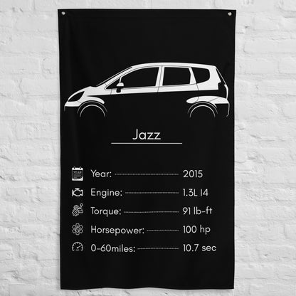 Honda Jazz 2015 car silhouette spec flag - White Brick Wall