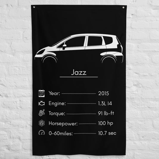 Honda Jazz 2015 car silhouette spec flag - White Brick Wall