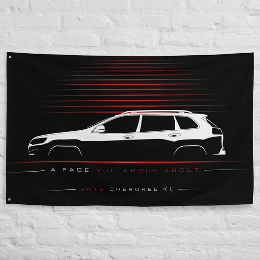 Jeep Cherokee KL 2015 car silhouette flag - White Brick Wall