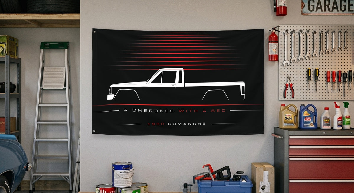 Jeep Comanche 1990 car silhouette flag - Garage Wall