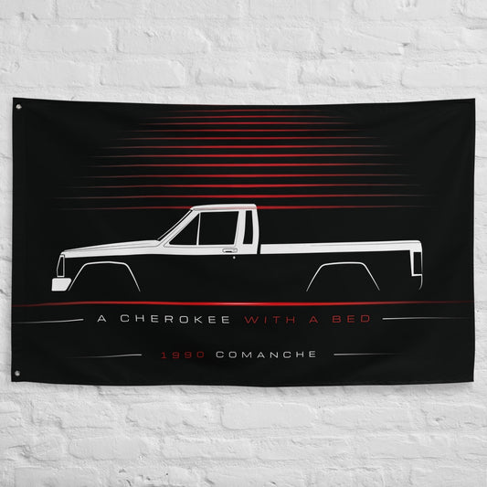 Jeep Comanche 1990 car silhouette flag - White Brick Wall