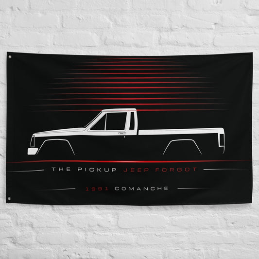 Jeep Comanche 1991 car silhouette flag - White Brick Wall