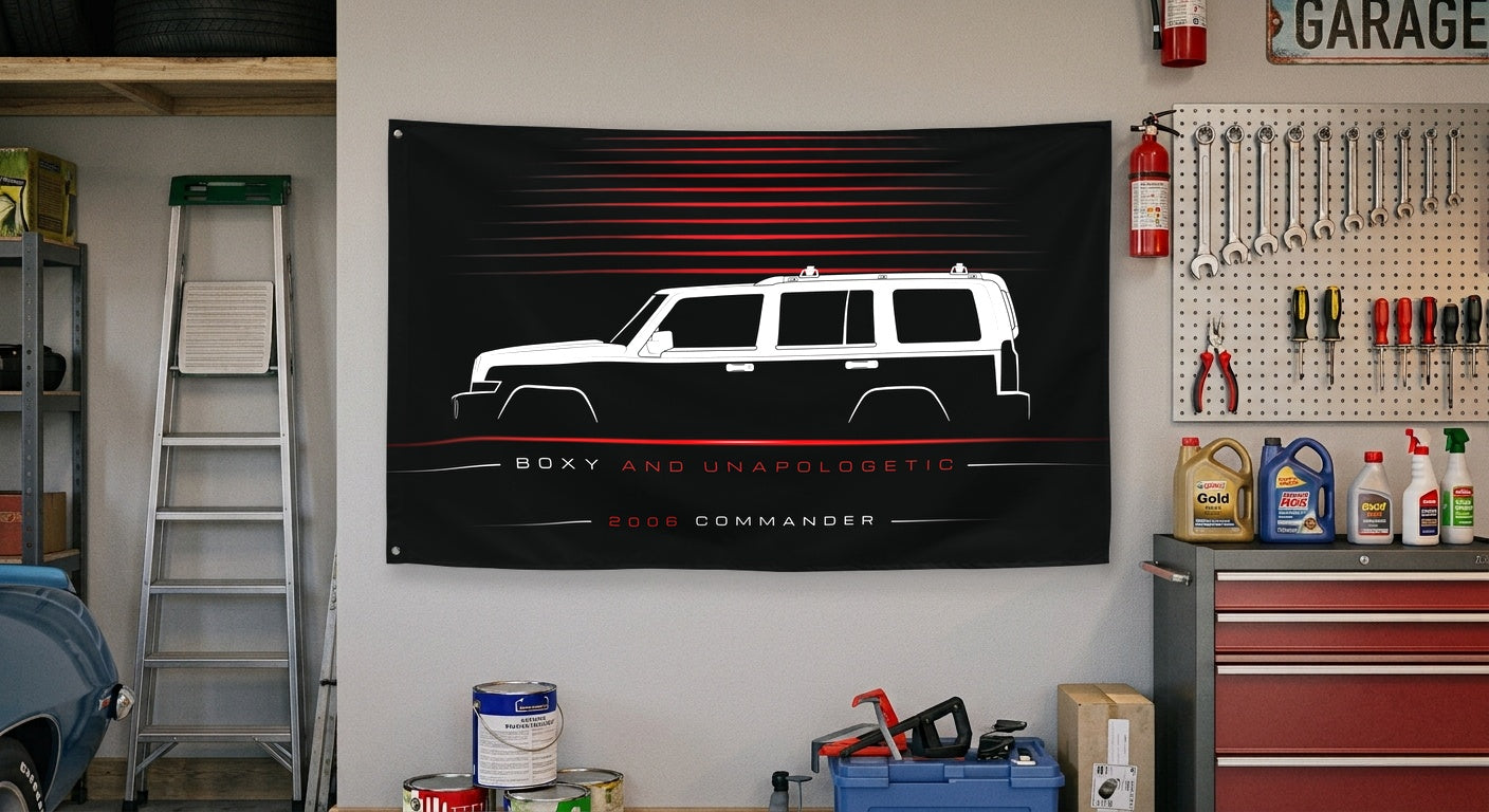 Jeep Commander 2006 car silhouette flag - Garage Wall
