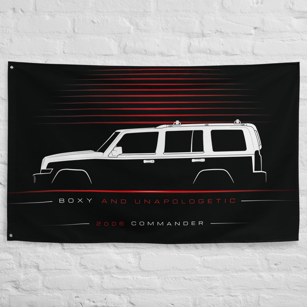 Jeep Commander 2006 car silhouette flag - White Brick Wall
