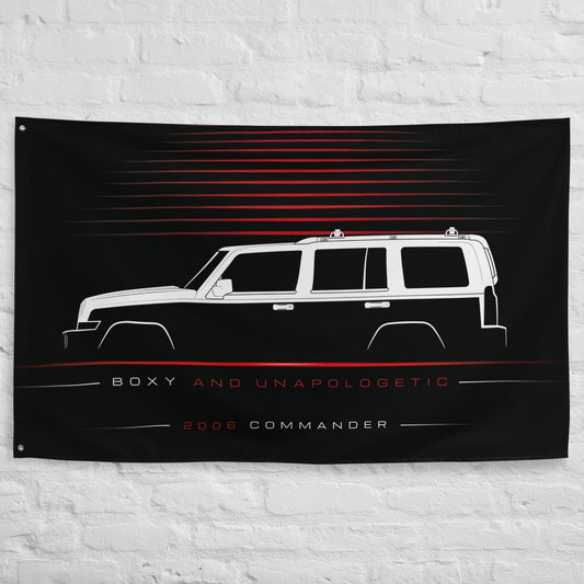 Jeep Commander 2006 car silhouette flag - White Brick Wall