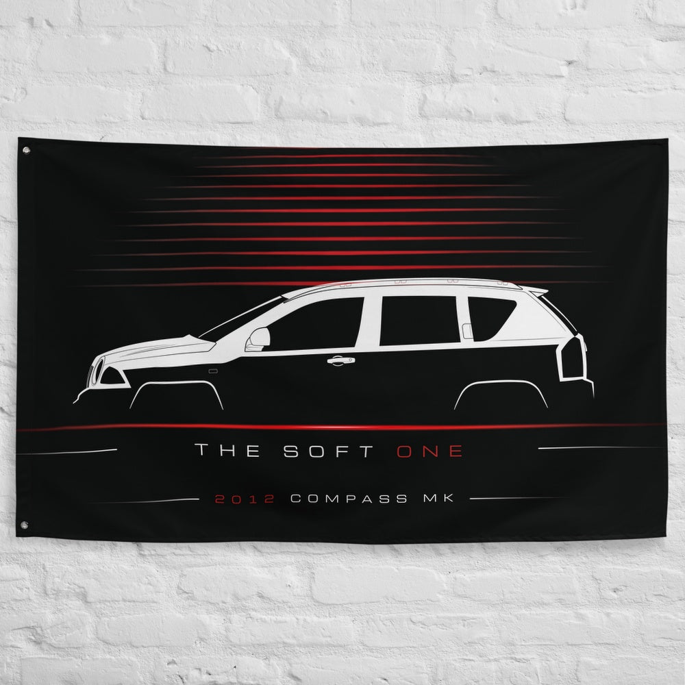 Jeep Compass MK 2012 car silhouette flag - White Brick Wall