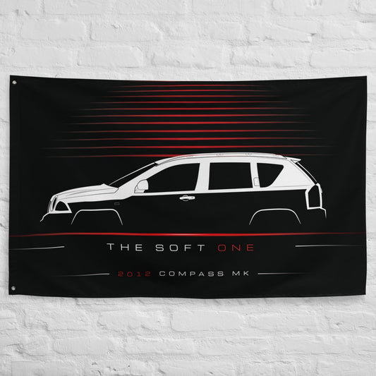 Jeep Compass MK 2012 car silhouette flag - White Brick Wall