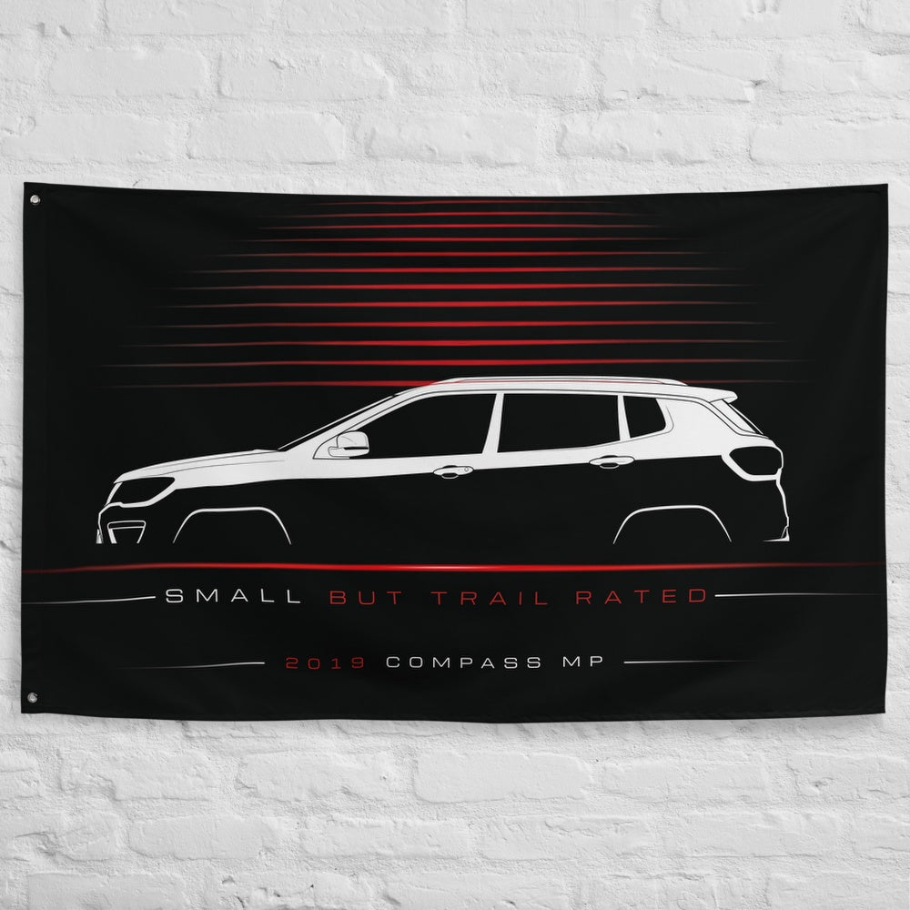 Jeep Compass MP 2019 car silhouette flag - White Brick Wall