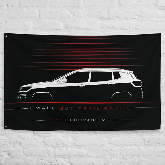 Jeep Compass MP 2019 car silhouette flag - White Brick Wall