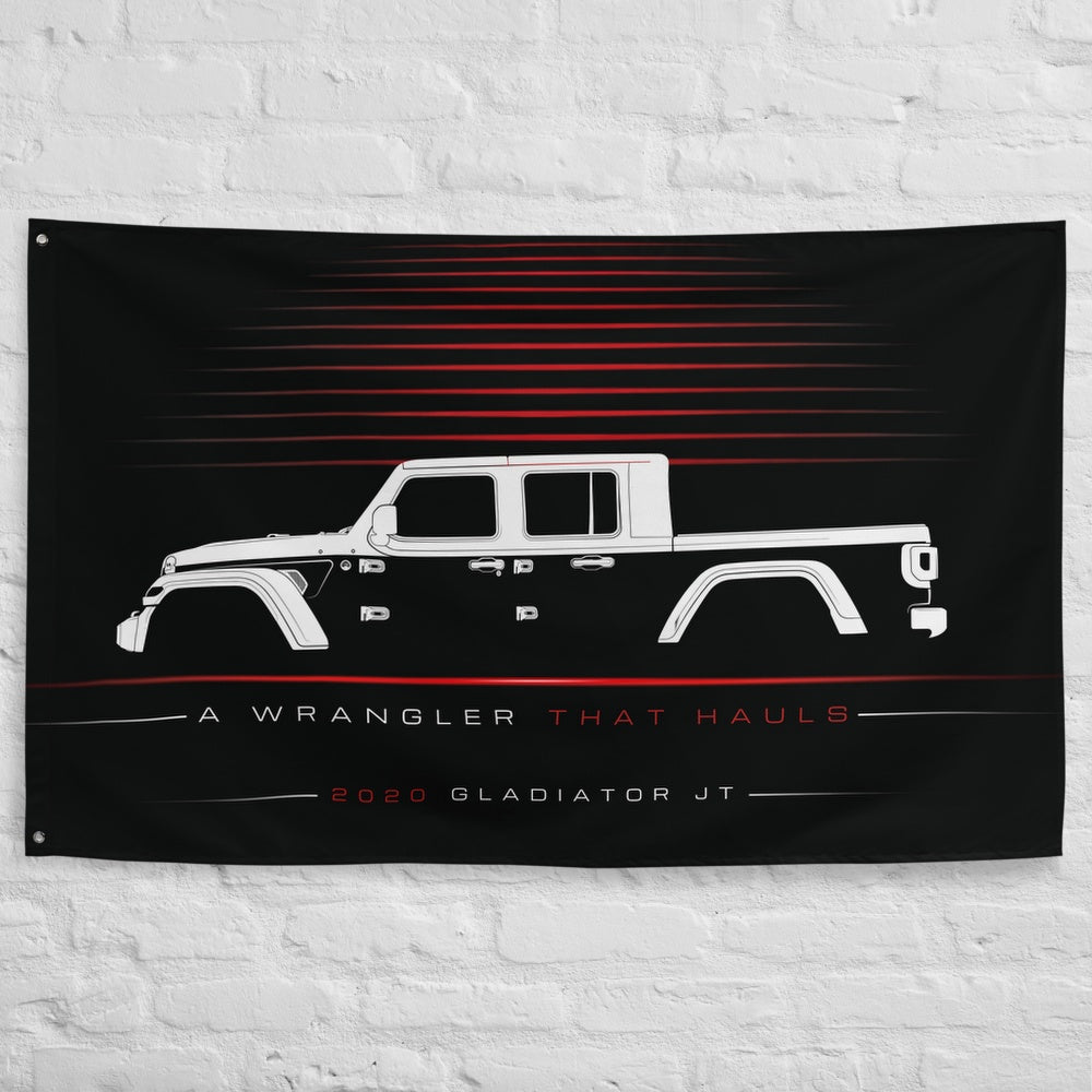 Jeep Gladiator JT 2020 car silhouette flag - White Brick Wall