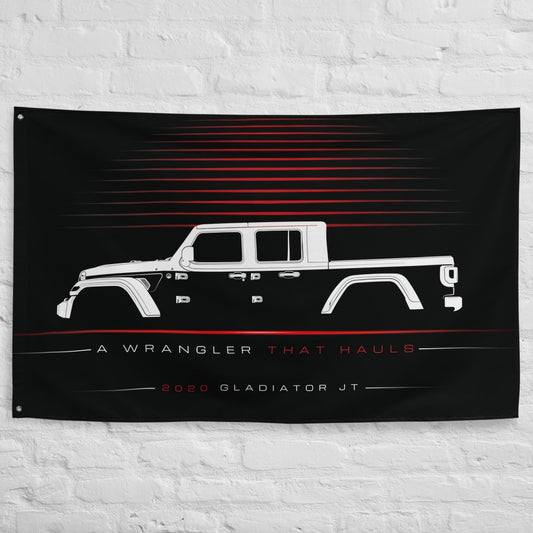 Jeep Gladiator JT 2020 car silhouette flag - White Brick Wall