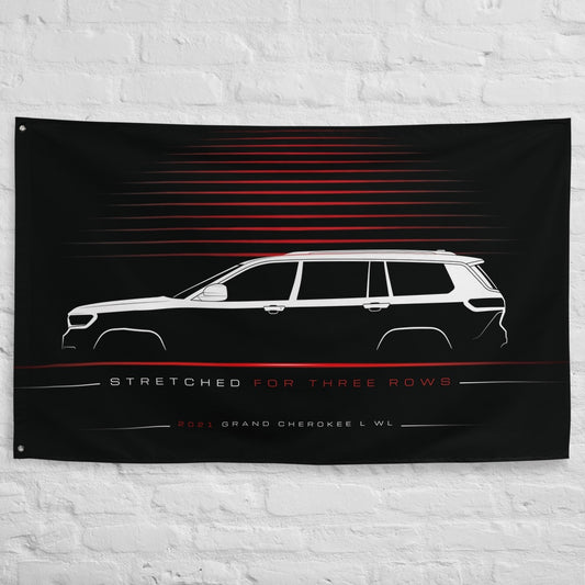 Jeep Grand Cherokee L WL 2021 car silhouette flag - White Brick Wall