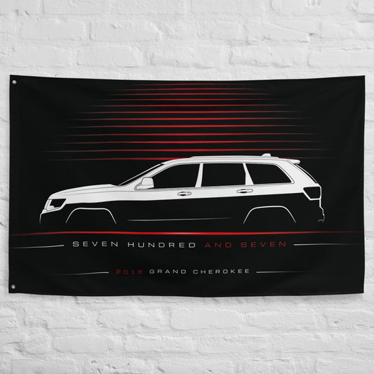 Jeep Grand Cherokee Trackhawk WK2 2018 car silhouette flag - White Brick Wall