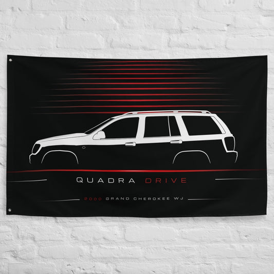 Jeep Grand Cherokee WJ 2000 car silhouette flag - White Brick Wall