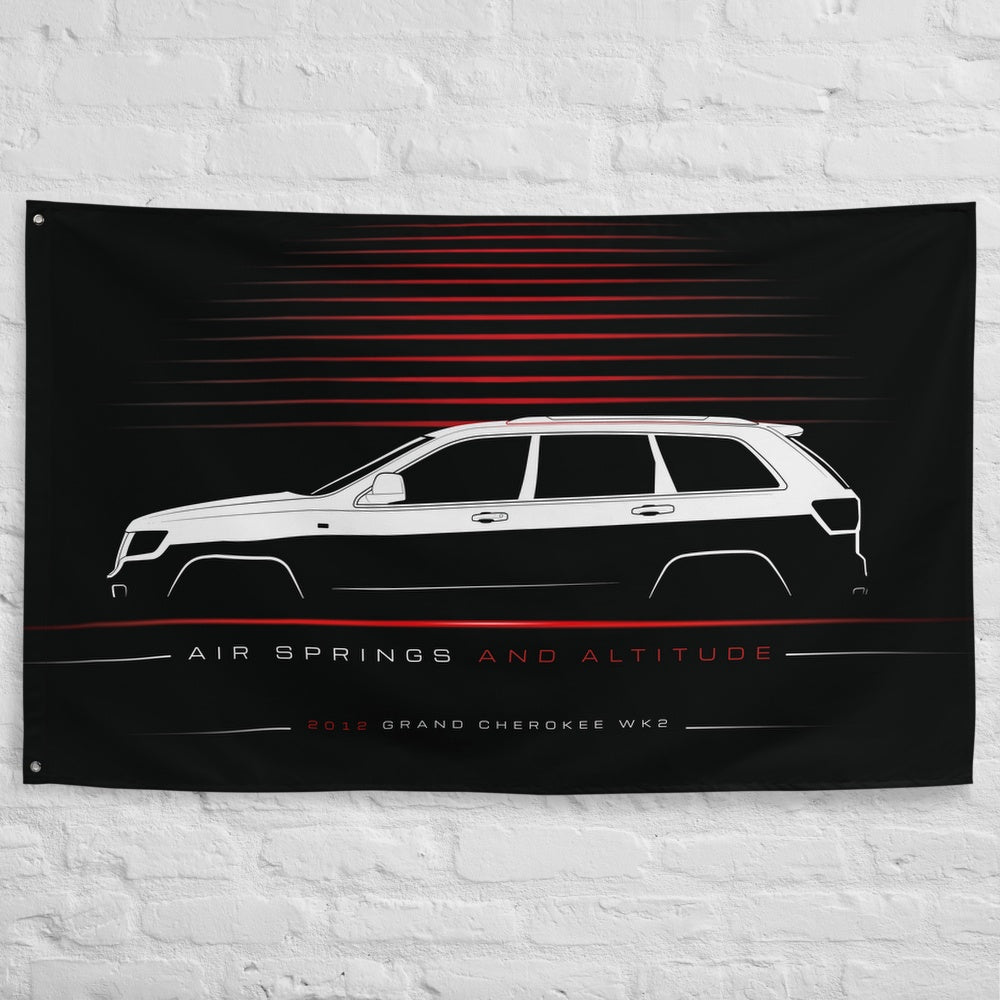 Jeep Grand Cherokee WK2 2012 car silhouette flag - White Brick Wall