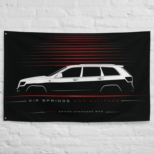 Jeep Grand Cherokee WK2 2012 car silhouette flag - White Brick Wall