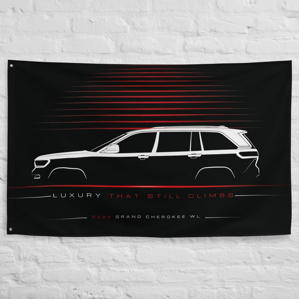 Jeep Grand Cherokee WL 2022 car silhouette flag - White Brick Wall