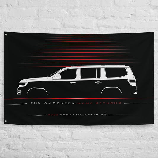 Jeep Grand Wagoneer WS 2022 car silhouette flag - White Brick Wall