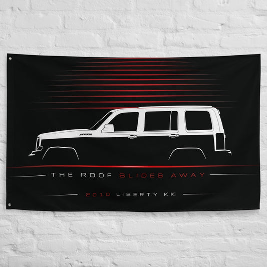 Jeep Liberty KK 2010 car silhouette flag - White Brick Wall