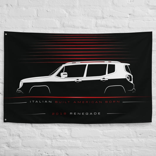 Jeep Renegade 2018 car silhouette flag - White Brick Wall