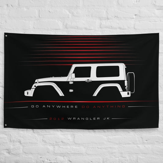 Jeep Wrangler JK 2012 car silhouette flag - White Brick Wall