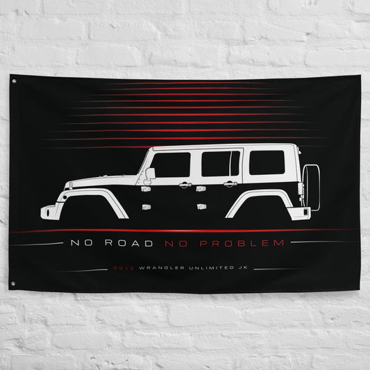 Jeep Wrangler Unlimited JK 2012 car silhouette flag - White Brick Wall
