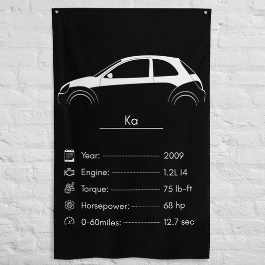 Ford Ka 2009 car silhouette spec flag - White Brick Wall