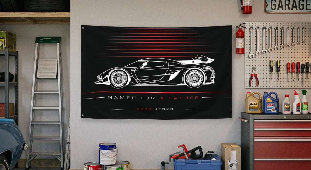 Koenigsegg Jesko 2020 car silhouette flag - Garage Wall
