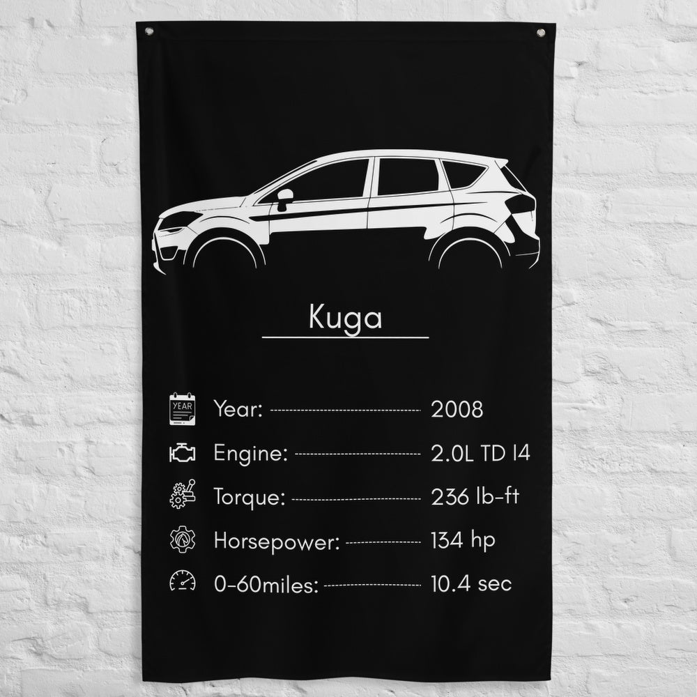Ford Kuga 2008 car silhouette spec flag - White Brick Wall