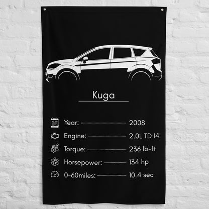 Ford Kuga 2008 car silhouette spec flag - White Brick Wall