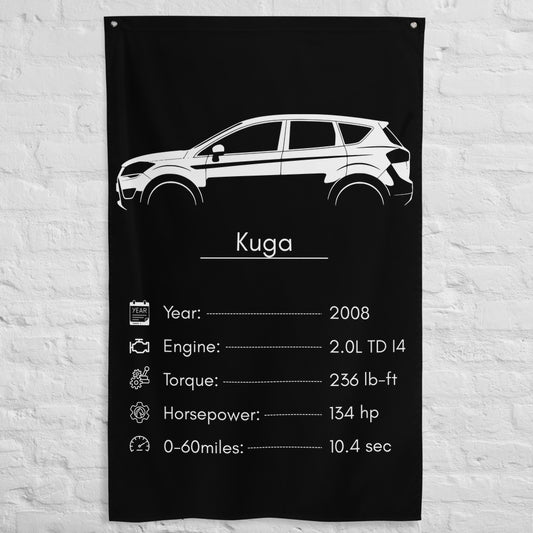 Ford Kuga 2008 car silhouette spec flag - White Brick Wall