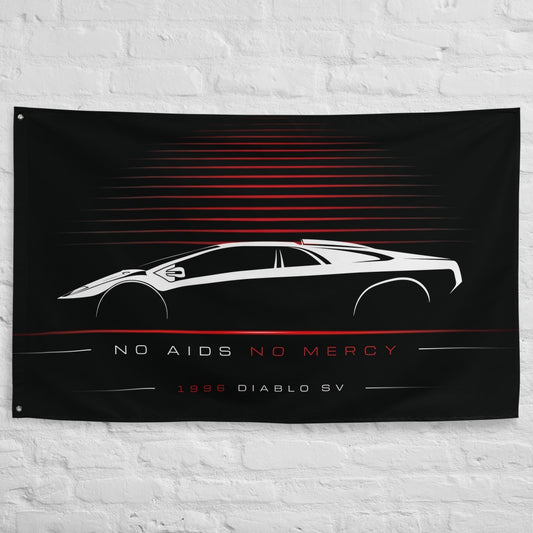 Lamborghini Diablo SV 1996 car silhouette flag - White Brick Wall