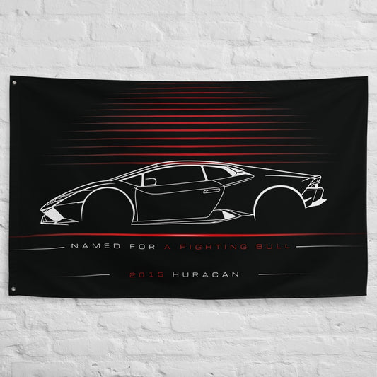 Lamborghini Huracan 2015 car silhouette flag - White Brick Wall
