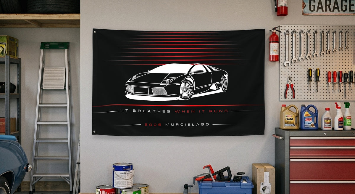 Lamborghini Murcielago 2006 car silhouette flag - Garage Wall