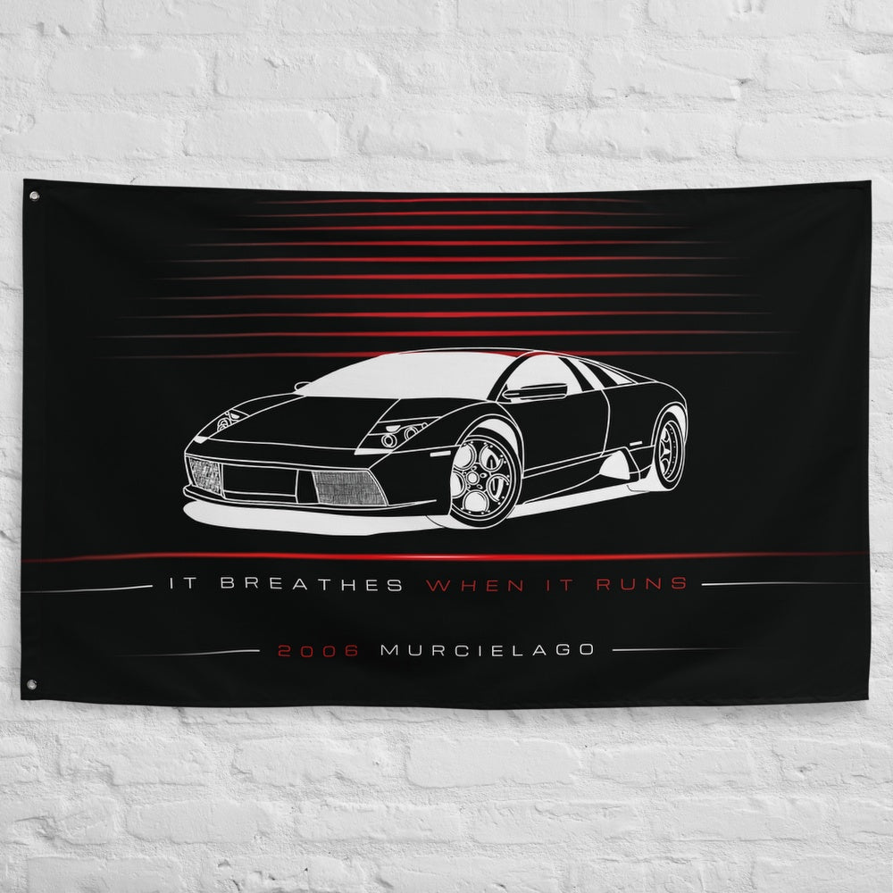 Lamborghini Murcielago 2006 car silhouette flag - White Brick Wall
